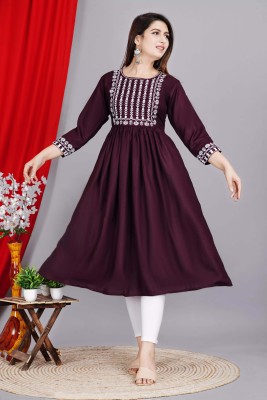 AANSHI FASHION Women Embroidered Anarkali Kurta(Maroon)