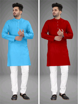 click n buy Men Solid Straight Kurta(Multicolor)