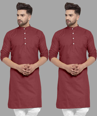 UDANIENTERPRISE Men Solid Straight Kurta(Maroon)