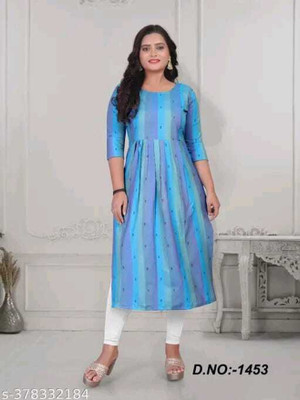 Texpa Fashion Women Abstract A-line Kurta(Light Blue)