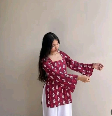 darshi fashion Women Printed A-line Kurta(Maroon)
