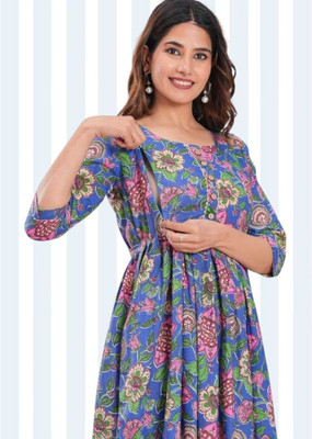 Goraalaxmi Women Printed Anarkali Kurta(Multicolor)