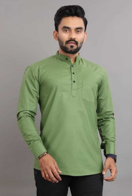 ShivayImpex Men Solid Straight Kurta(Light Green)