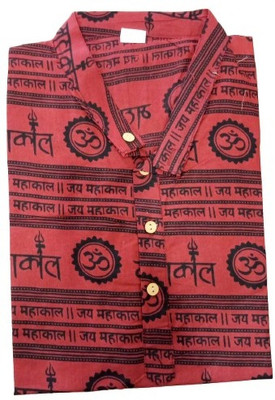 NIAK Men Printed Straight Kurta(Maroon)