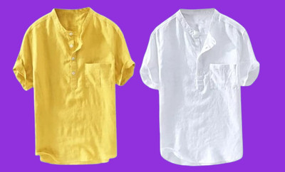 Super Westan Men Solid Straight Kurta(Green, White)