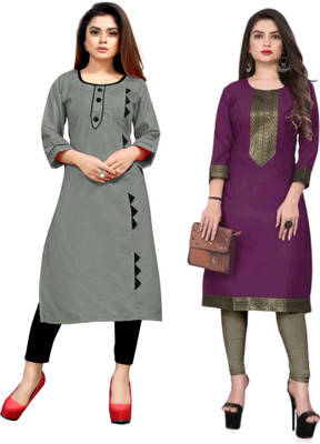 HEER CREATIONS Women Printed Straight Kurta(Multicolor)