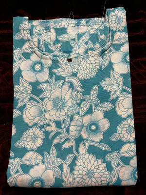 HACREATIONS Women Floral Print, Block Print, Printed Straight Kurta(Grey)