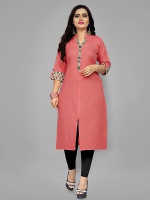 Hetsa Women Solid A-line Kurta(Pink)