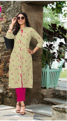 MSA FASHION TRENDS Women Floral Print Straight Kurta(Light Green, Pink, White)