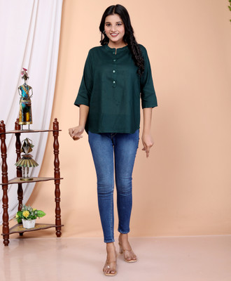 Chahat Gartex Women Solid Straight Kurta(Green)