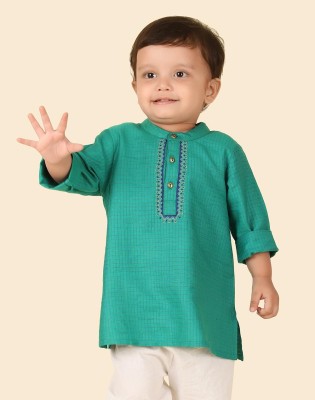 Fabindia Baby Boys Embroidered A-line Kurta(Blue)