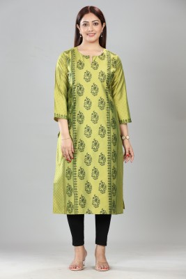 Cotton Culture Women Printed Straight Kurta(Light Green)