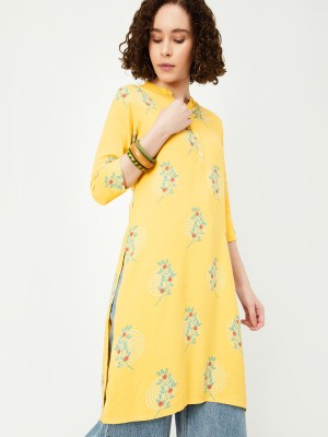 MAX Women Solid Straight Kurta(Yellow)