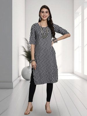 EthnicBasket Women Printed A-line Kurta(Black)