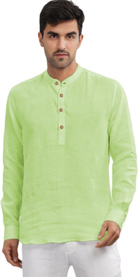 Navkanj Men Solid Straight Kurta(Green)