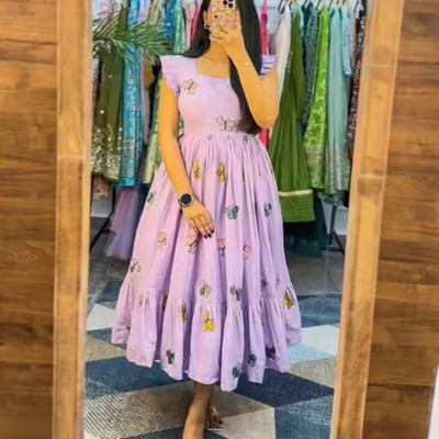 VARSHDIN Women Floral Print Anarkali Kurta(Purple)