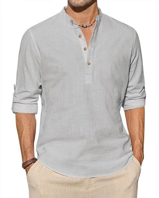 Vimal Star Men Solid A-line Kurta(Grey)