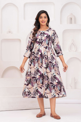 HEARTLOOM Women Floral Print Flared Kurta(Multicolor)