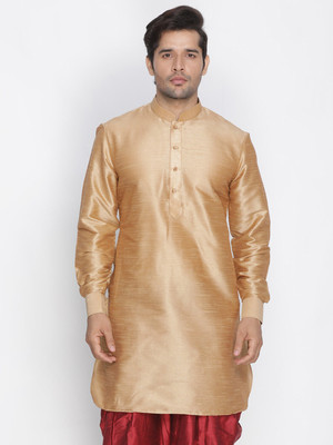 VASTRAMAY Men Solid Straight Kurta(Gold)