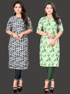 Tashvi Creation Women Printed Straight Kurta(Multicolor)
