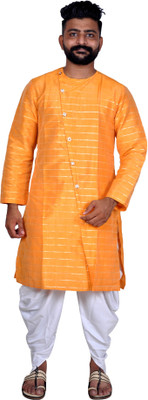 Tirtrhacreation Men Solid Straight Kurta(Yellow)