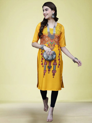 Moda Rapido Women Printed Straight Kurta(Multicolor)