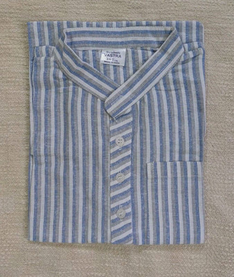 Keshar Men Striped, Self Design Straight Kurta(Multicolor, Light Blue, White, Grey)