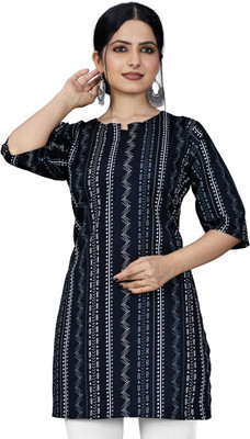 tanvi creation Women Striped A-line Kurta(Black)