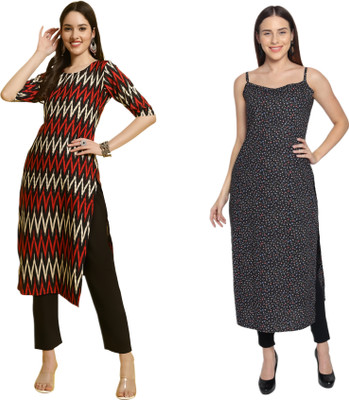 HouseOfCommon Women Self Design Straight Kurta(Multicolor)