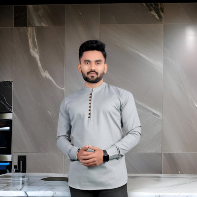 Zimli Men Solid Straight Kurta(Grey)