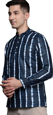 MANYAVAR Men Dyed/Ombre Straight Kurta(White, Blue)