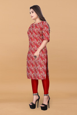 Alpha Fashion Women Printed A-line Kurta(Red)