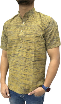 AFC Men Self Design Straight Kurta(Gold)