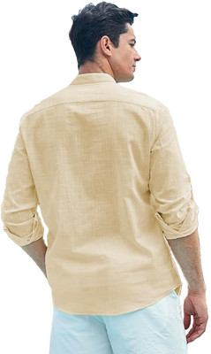 LENIA Men Solid Straight Kurta(Beige)