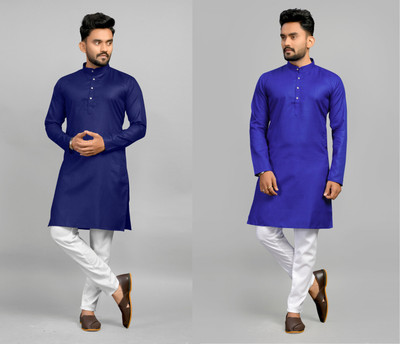 Fashionfricks Men Solid Straight Kurta(Multicolor)