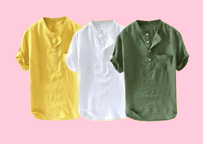 SuperTrend Men Solid Straight Kurta(Green, Yellow, White)