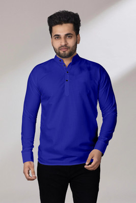 LIMRO Men Solid Straight Kurta(Dark Blue)