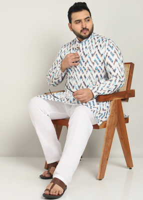 METRONAUT PLUS Men Printed A-line Kurta(Blue)