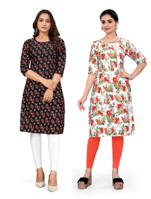deshmi fashion Women Printed Straight Kurta(Multicolor)
