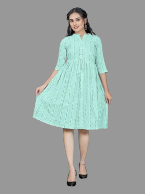 Texpa Creationh Women Printed Anarkali Kurta(Green)