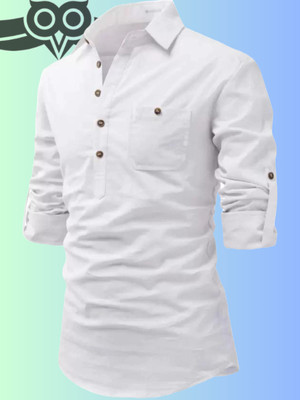 Classycollar By Liferoads Men Solid Pathani Kurta(White)