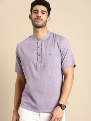 ANOUK Men Solid Straight Kurta(Purple)