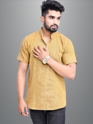 QuaClo Men Solid Straight Kurta(Yellow)