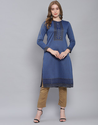 MONTE CARLO Women Self Design A-line Kurta(Blue)