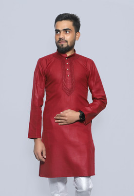 Wallaby Men Solid A-line Kurta(Maroon)