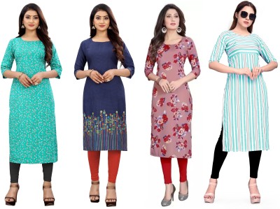 tanvi creation Women Printed Straight Kurta(Multicolor)