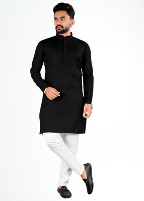 Ae Aahira Enterprise Men Solid A-line Kurta(Black)
