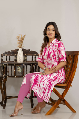 Lee Ropa Women Dyed/Ombre A-line Kurta(Blue)
