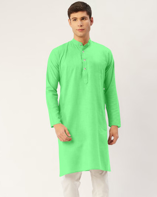 ShivLeela Men Solid Straight Kurta(Light Green)