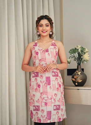 KALAANA Women Printed, Geometric Print Straight Kurta(Multicolor)